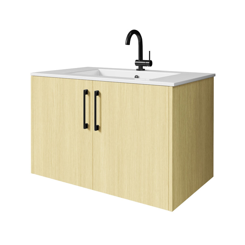 Cutler FV BK LAGO30 Bekka 30" Wall Mount Single Sink Cultured Marble Top Modern Bathroom Vanity - Lago