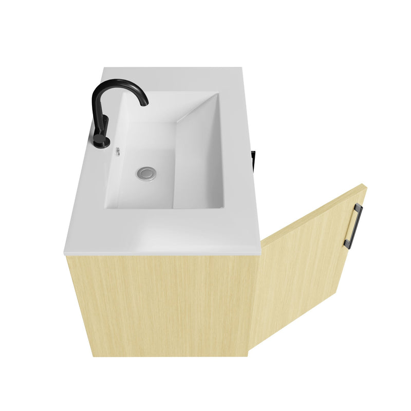 Cutler FV BK LAGO30 Bekka 30" Wall Mount Single Sink Cultured Marble Top Modern Bathroom Vanity - Lago
