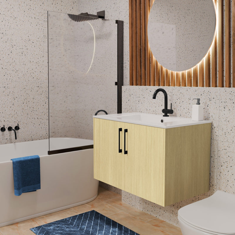 Cutler FV BK LAGO30 Bekka 30" Wall Mount Single Sink Cultured Marble Top Modern Bathroom Vanity - Lago