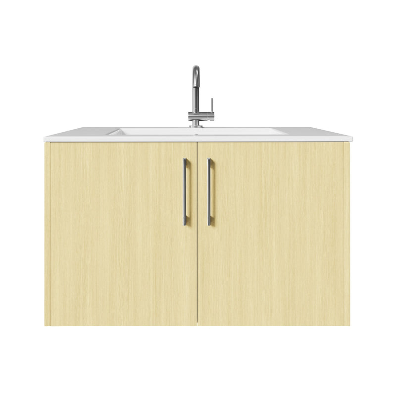 Cutler FV BK LAGO30 Bekka 30" Wall Mount Single Sink Cultured Marble Top Modern Bathroom Vanity - Lago