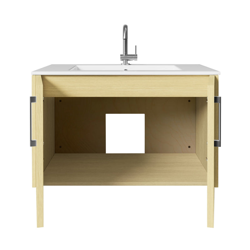 Cutler FV BK LAGO30 Bekka 30" Wall Mount Single Sink Cultured Marble Top Modern Bathroom Vanity - Lago