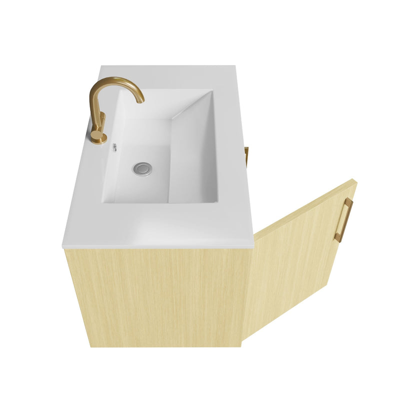 Cutler FV BK LAGO30 Bekka 30" Wall Mount Single Sink Cultured Marble Top Modern Bathroom Vanity - Lago