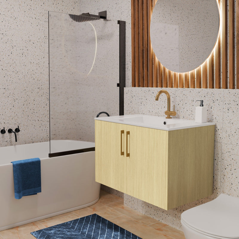 Cutler FV BK LAGO30 Bekka 30" Wall Mount Single Sink Cultured Marble Top Modern Bathroom Vanity - Lago