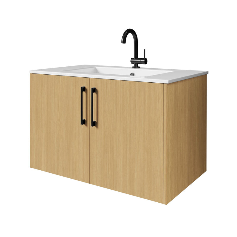 Cutler FV BK NATURA30 Bekka 30" Wall Mount Single Sink Cultured Marble Top Modern Bathroom Vanity - Natura
