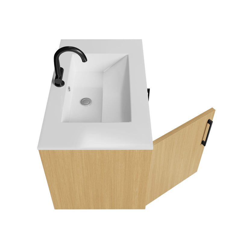 Cutler FV BK NATURA30 Bekka 30" Wall Mount Single Sink Cultured Marble Top Modern Bathroom Vanity - Natura