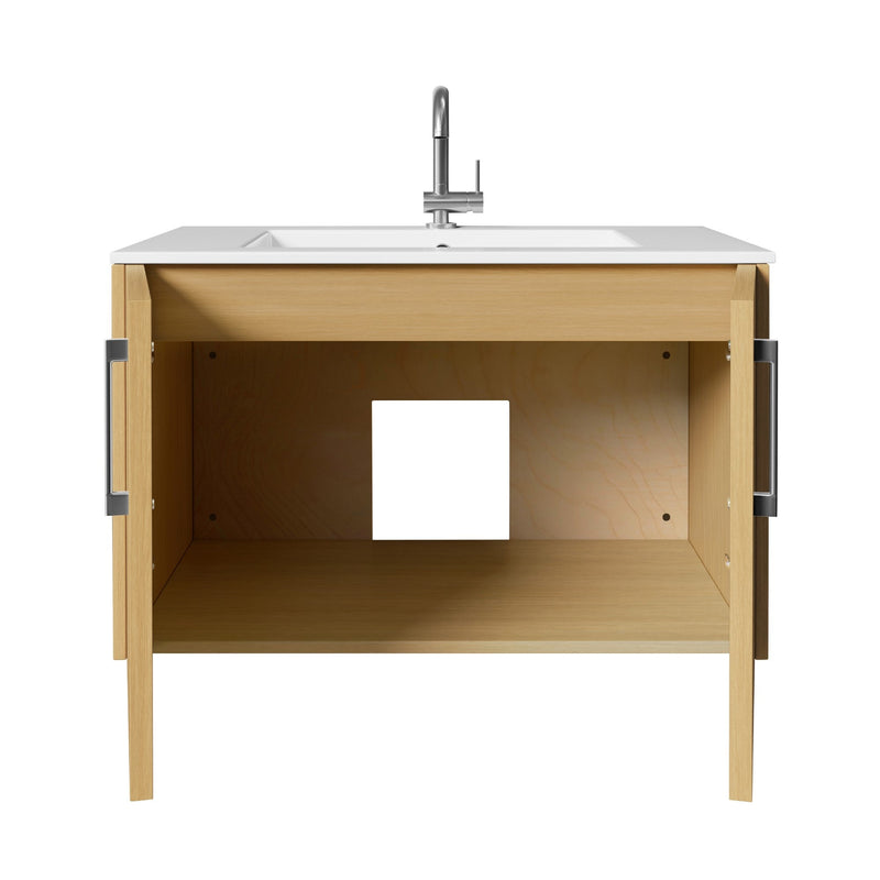 Cutler FV BK NATURA30 Bekka 30" Wall Mount Single Sink Cultured Marble Top Modern Bathroom Vanity - Natura
