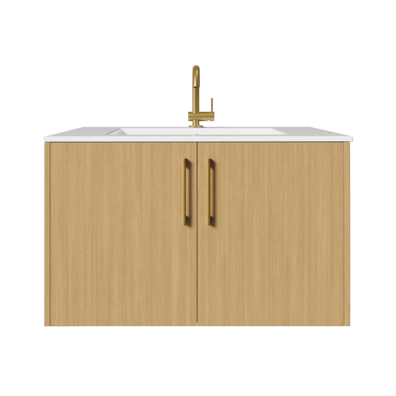 Cutler FV BK NATURA30 Bekka 30" Wall Mount Single Sink Cultured Marble Top Modern Bathroom Vanity - Natura
