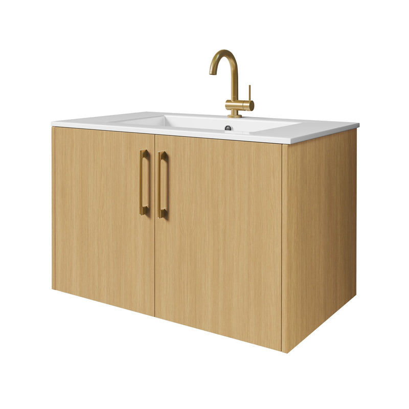 Cutler FV BK NATURA30 Bekka 30" Wall Mount Single Sink Cultured Marble Top Modern Bathroom Vanity - Natura