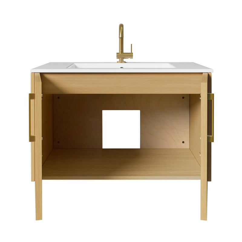 Cutler FV BK NATURA30 Bekka 30" Wall Mount Single Sink Cultured Marble Top Modern Bathroom Vanity - Natura