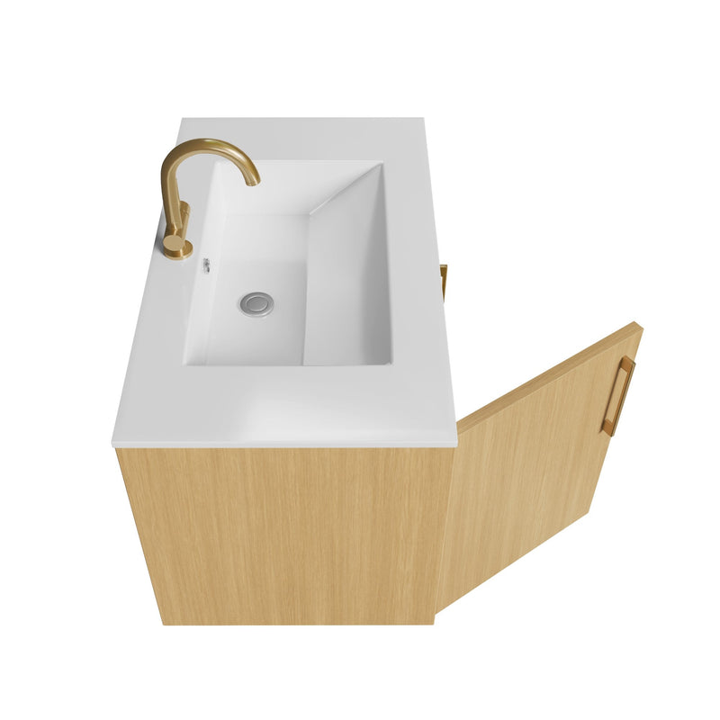 Cutler FV BK NATURA30 Bekka 30" Wall Mount Single Sink Cultured Marble Top Modern Bathroom Vanity - Natura