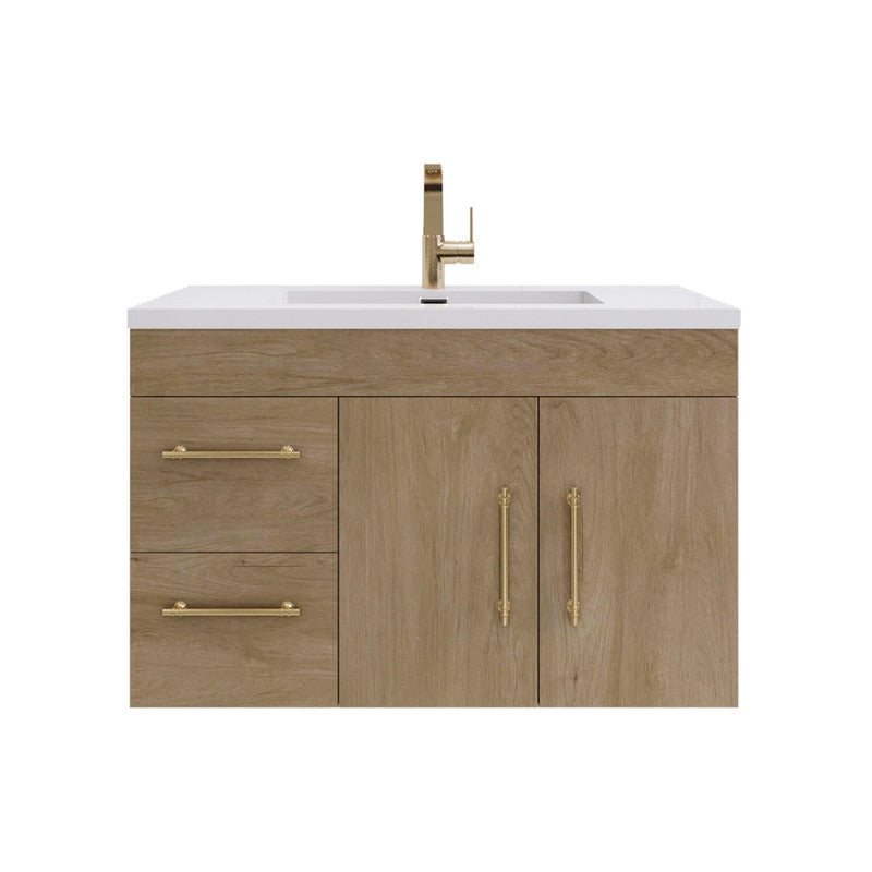 Moreno Bath ELSA36LWH Elsa 36" Floating Bathroom Vanity With Reinforced Acrylic Sink Top (Left Side Drawers)