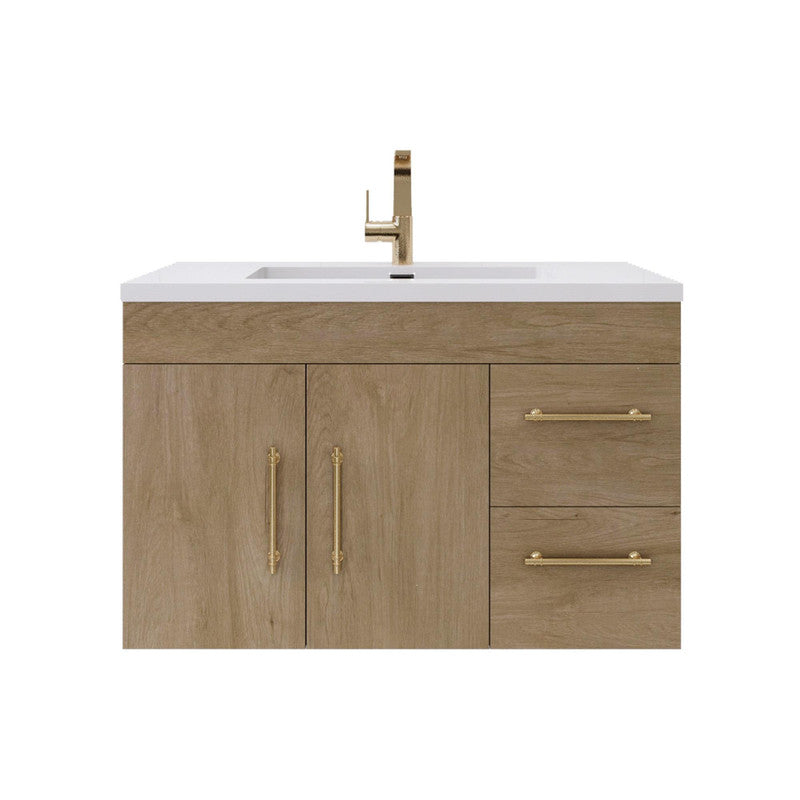 Moreno Bath ELSA36RWH Elsa 36" Floating Bathroom Vanity With Reinforced Acrylic Sink Top (Right Side Drawers)