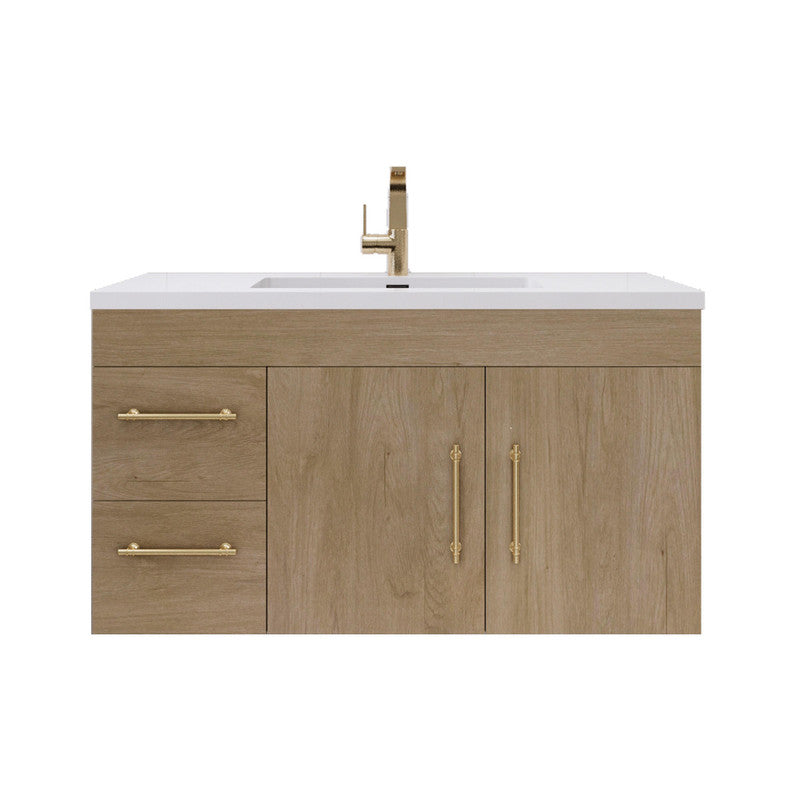 Moreno Bath ELSA42LWH Elsa 42" Floating Bathroom Vanity With Reinforced Acrylic Sink Top (Left Side Drawers)