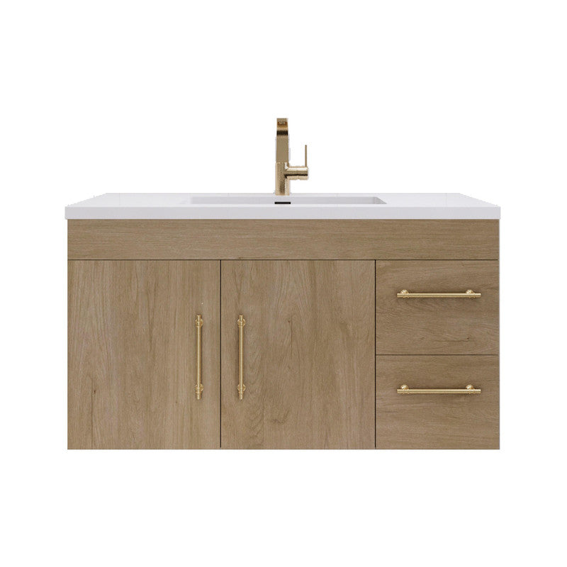 Moreno Bath ELSA42RWH Elsa 42" Floating Bathroom Vanity With Reinforced Acrylic Sink Top (Right Side Drawers)