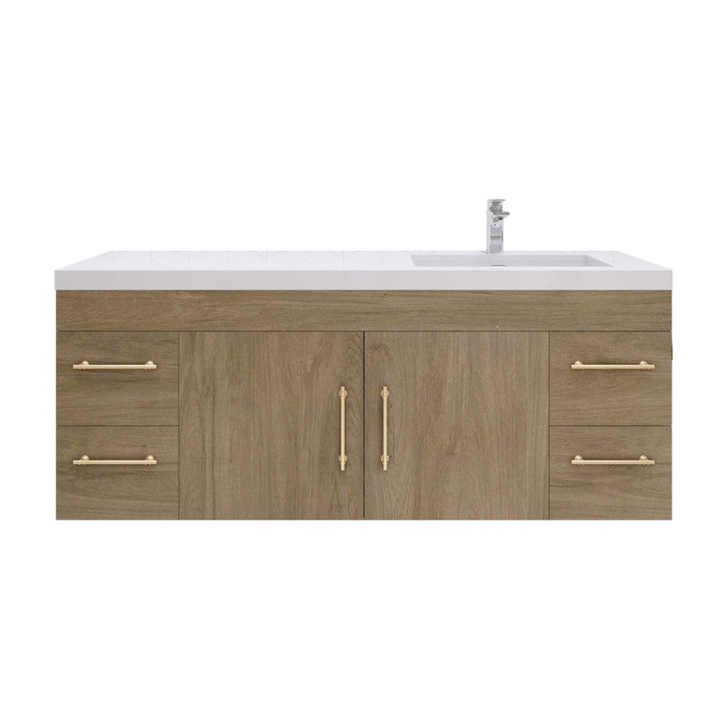 Moreno Bath ELSA60SRWH Elsa 60" Floating Bathroom Vanity with Reinforced Acrylic Single Sink Top (Right Side)
