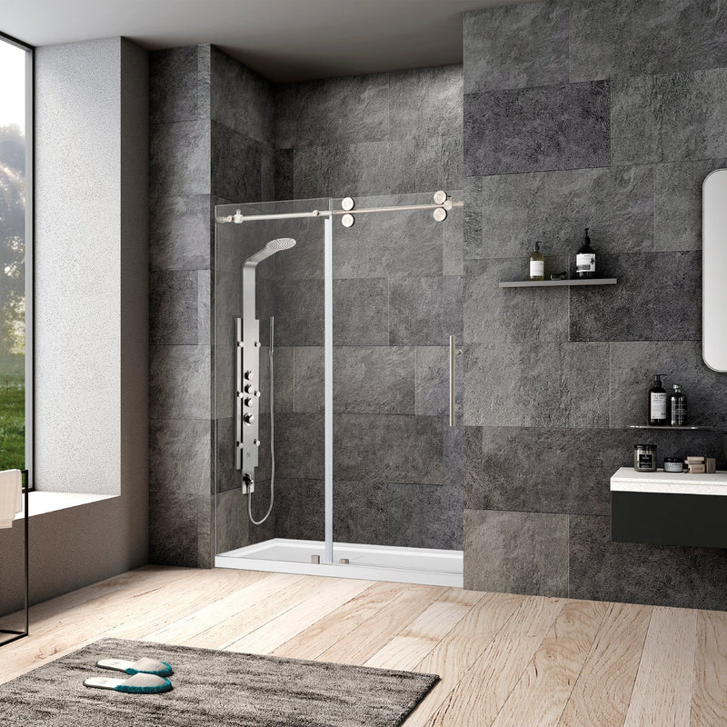 Vinnova 312052-SS-BN Villena Single Sliding Frameless Shower Door