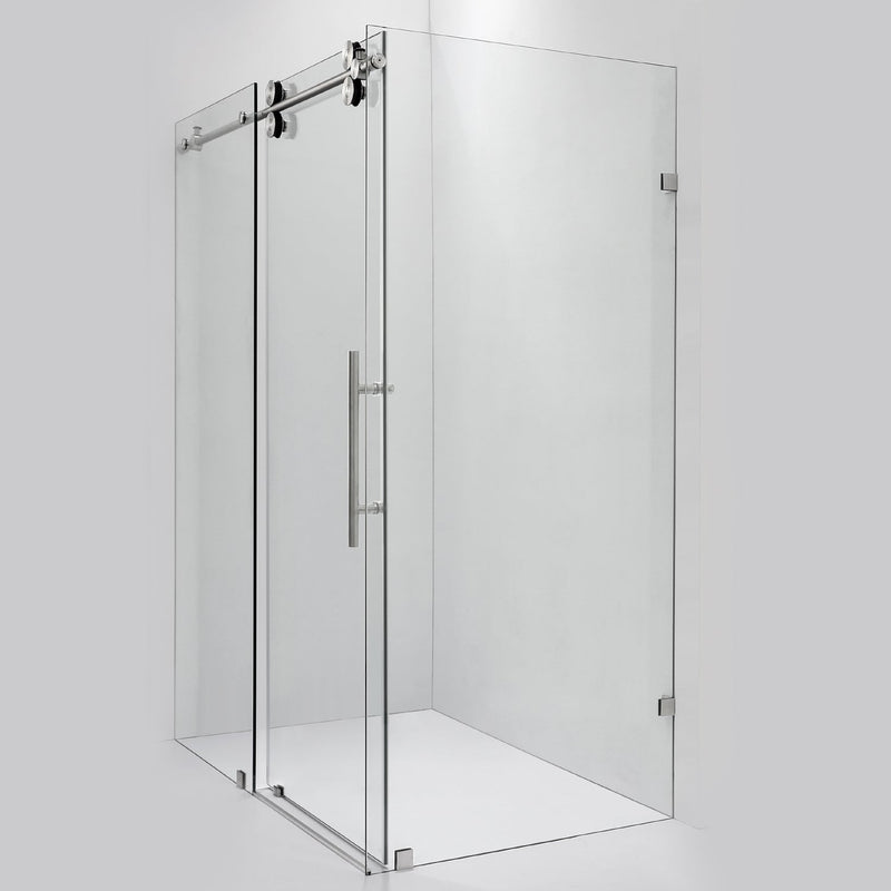 Vinnova 312052+36P-BN Villena 52" W x 78" H Rectangle Single Sliding Frameless Shower Enclosure in Brushed Nickel