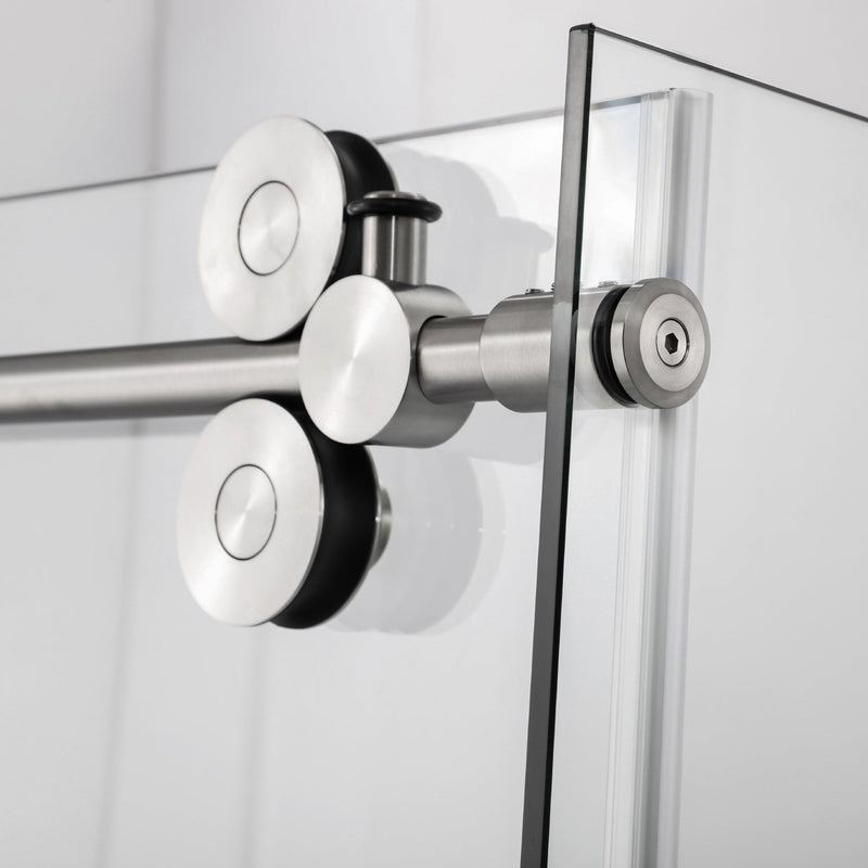 Vinnova 312052+36P-BN Villena 52" W x 78" H Rectangle Single Sliding Frameless Shower Enclosure in Brushed Nickel