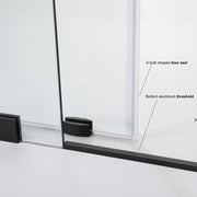 Vinnova 312052+36P-MB Villena 52" W x 78" H Rectangle Single Sliding Frameless Shower Enclosure in Matte Black - view 11