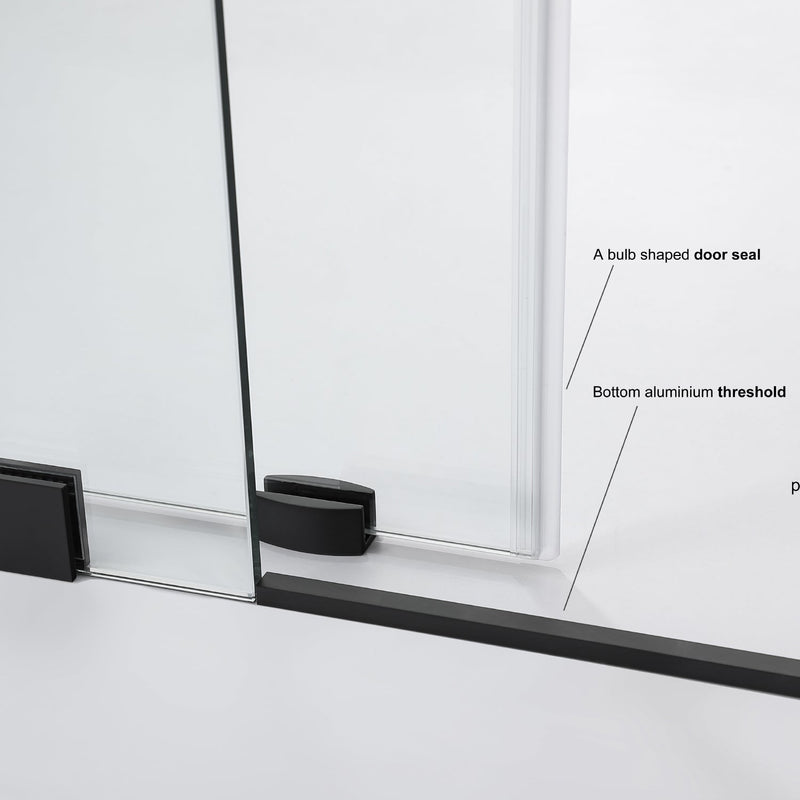 Vinnova 312052+36P-MB Villena 52" W x 78" H Rectangle Single Sliding Frameless Shower Enclosure in Matte Black - view 11