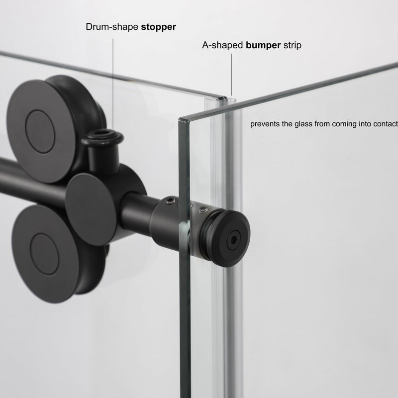 Vinnova 312052+36P-MB Villena 52" W x 78" H Rectangle Single Sliding Frameless Shower Enclosure in Matte Black - view 13