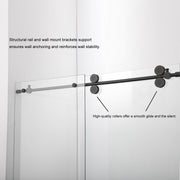 Vinnova 312052+36P-MB Villena 52" W x 78" H Rectangle Single Sliding Frameless Shower Enclosure in Matte Black - view 3