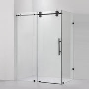 Vinnova 312052+36P-MB Villena 52" W x 78" H Rectangle Single Sliding Frameless Shower Enclosure in Matte Black - view 2