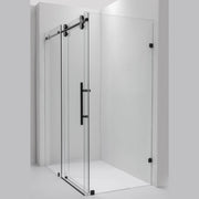 Vinnova 312052+36P-MB Villena 52" W x 78" H Rectangle Single Sliding Frameless Shower Enclosure in Matte Black - view 4