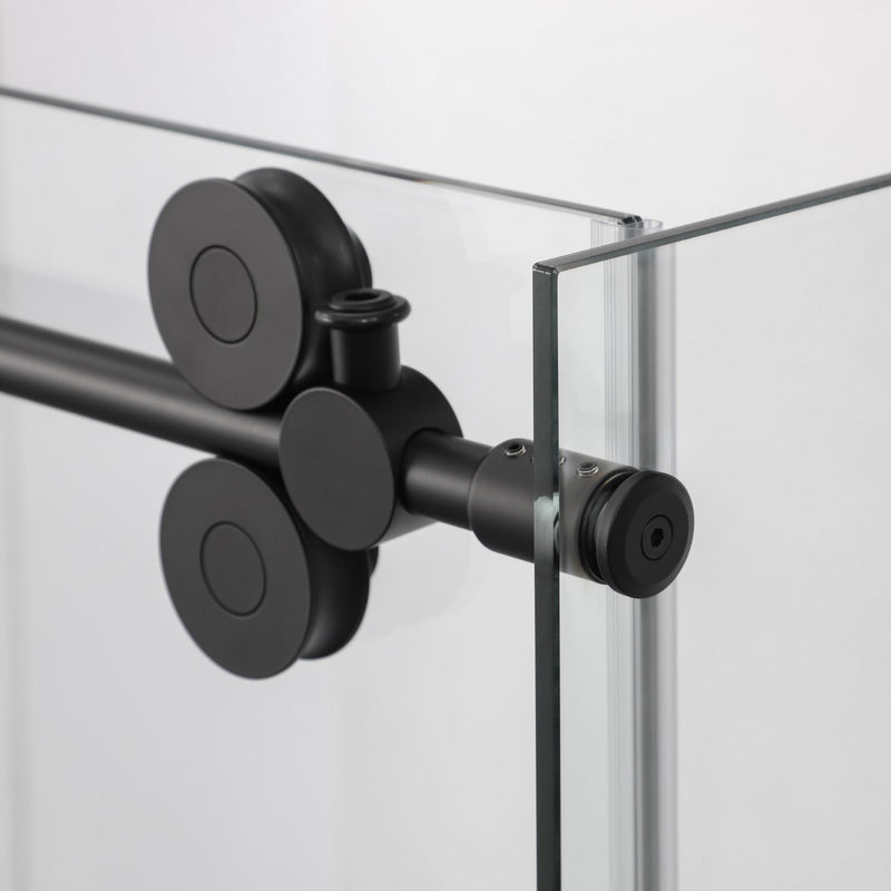 Vinnova 312052+36P-MB Villena 52" W x 78" H Rectangle Single Sliding Frameless Shower Enclosure in Matte Black - view 7
