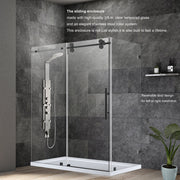 Vinnova 312052+36P-MB Villena 52" W x 78" H Rectangle Single Sliding Frameless Shower Enclosure in Matte Black - view 9