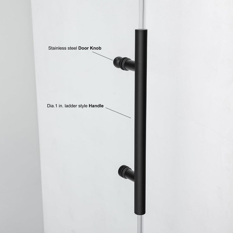 Vinnova 312052+36P-MB Villena 52" W x 78" H Rectangle Single Sliding Frameless Shower Enclosure in Matte Black - view 10