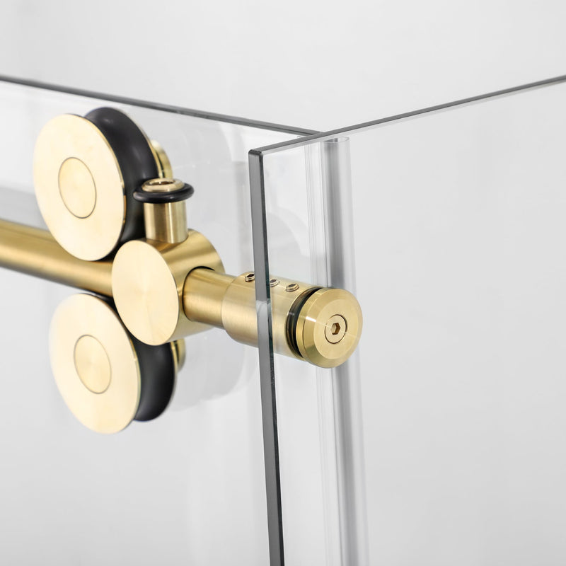 Vinnova 312060+36P-BG Villena 60" W x 78" H Rectangle Single Sliding Frameless Shower Enclosure in Brushed Gold
