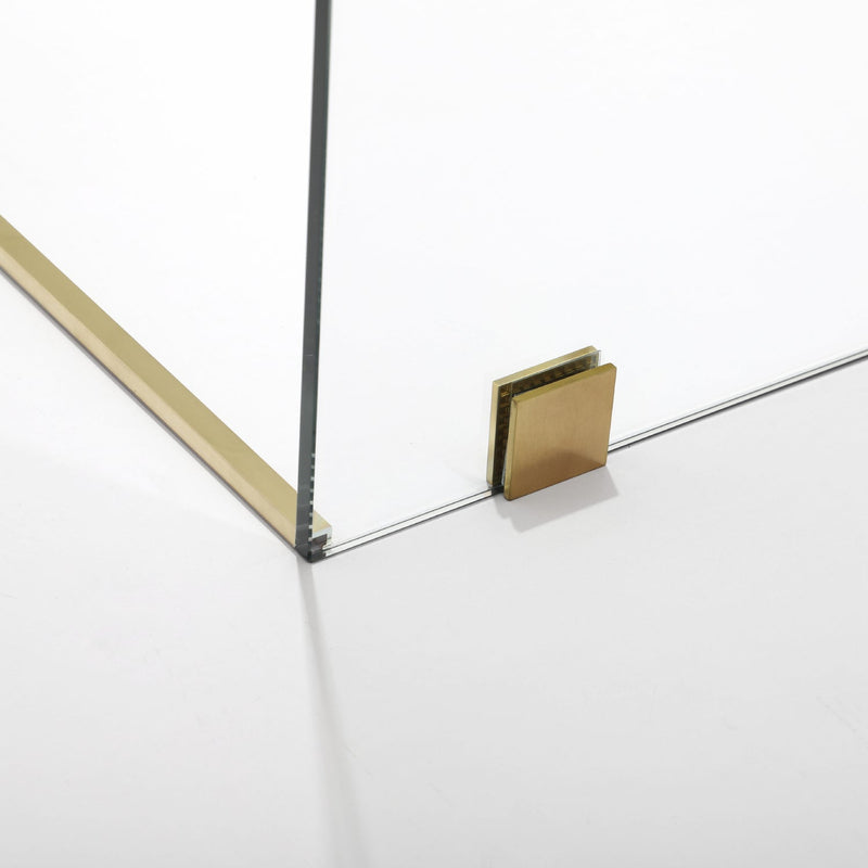 Vinnova 312060+36P-BG Villena 60" W x 78" H Rectangle Single Sliding Frameless Shower Enclosure in Brushed Gold
