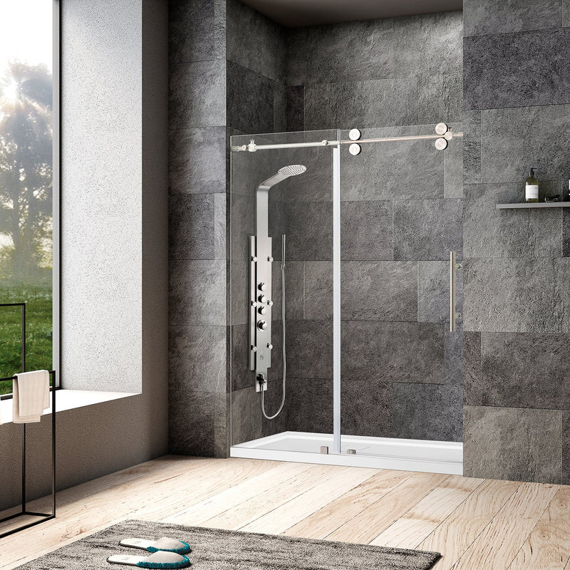 Vinnova 312052-SS-BN Villena Single Sliding Frameless Shower Door