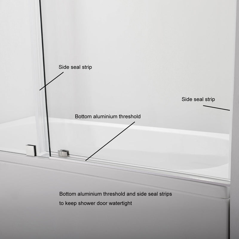 Vinnova 312160-SS-BG Villena Single Sliding Frameless Tub Door in Brushed Gold - 60" W x 58" H