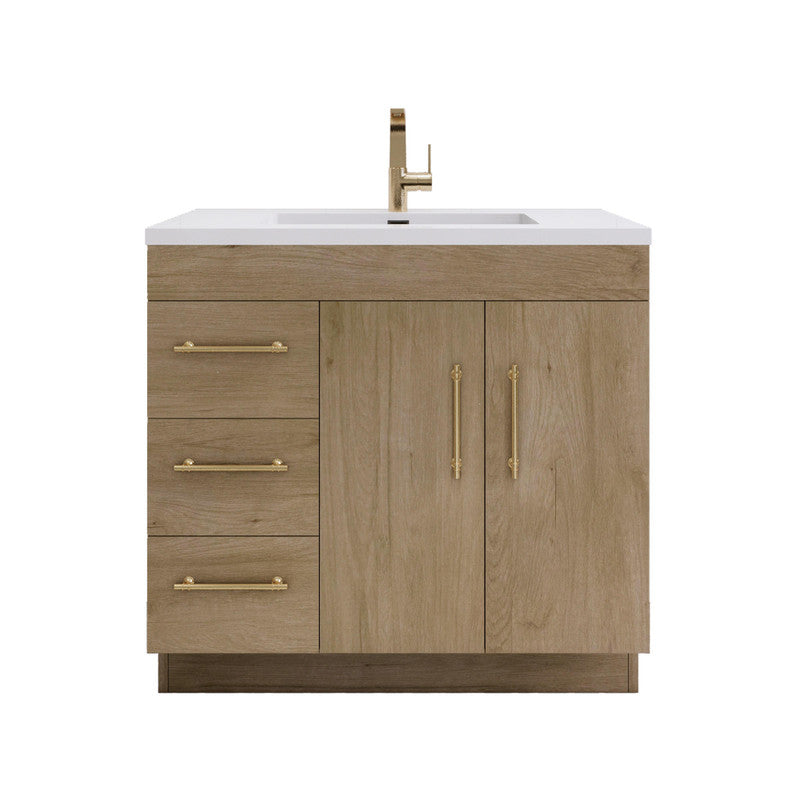 Moreno Bath ELSA36LFS Elsa 36" Freestanding Vanity With Reinforced Acrylic Sink Top (Left Side Drawers)