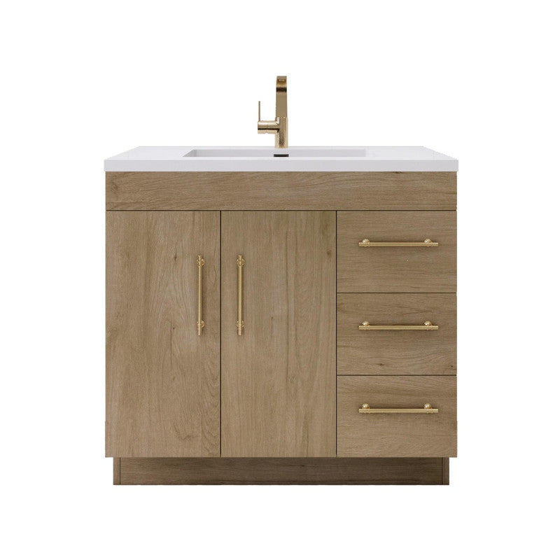 Moreno Bath ELSA36RFS Elsa 36" Freestanding Vanity With Reinforced Acrylic Sink Top (Right Side Drawers)