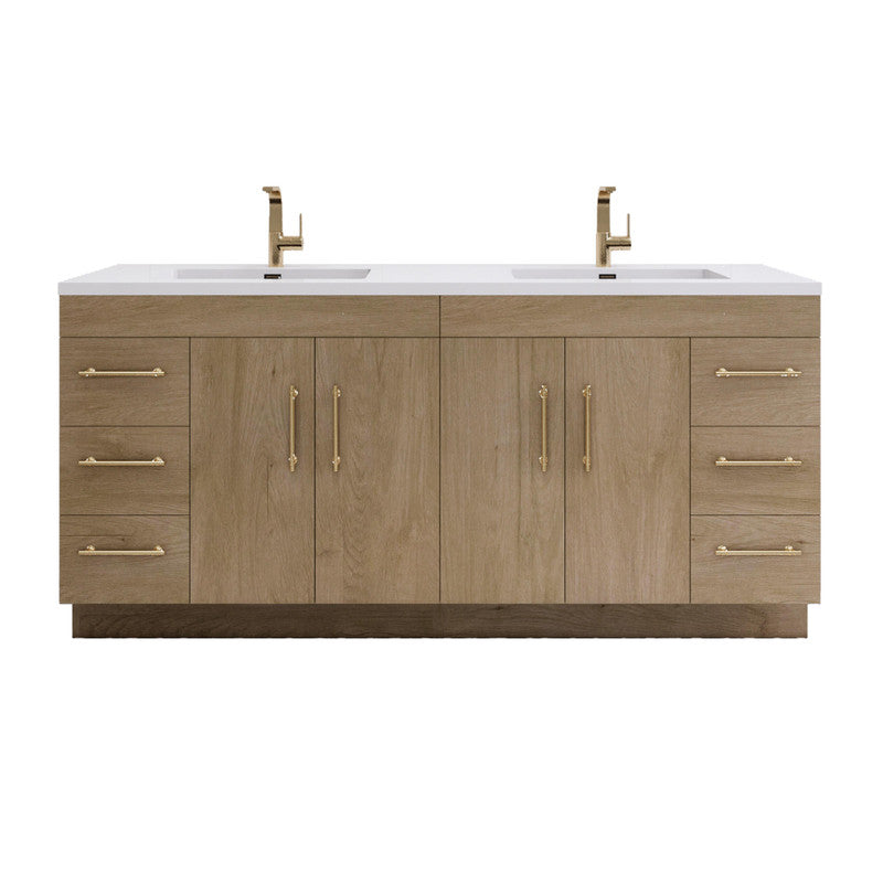 Moreno Bath ELSA72DFS Elsa 72" Freestanding Vanity With Reinforced Acrylic Double Sink Top
