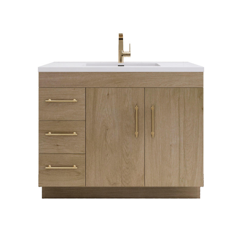 Moreno Bath ELSA42LFS Elsa 42" Freestanding Vanity With Reinforced Acrylic Sink Top (Left Side Drawers)