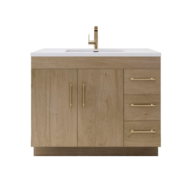 Moreno Bath ELSA42RFS Elsa 42" Freestanding Vanity With Reinforced Acrylic Sink Top (Right Side Drawers)