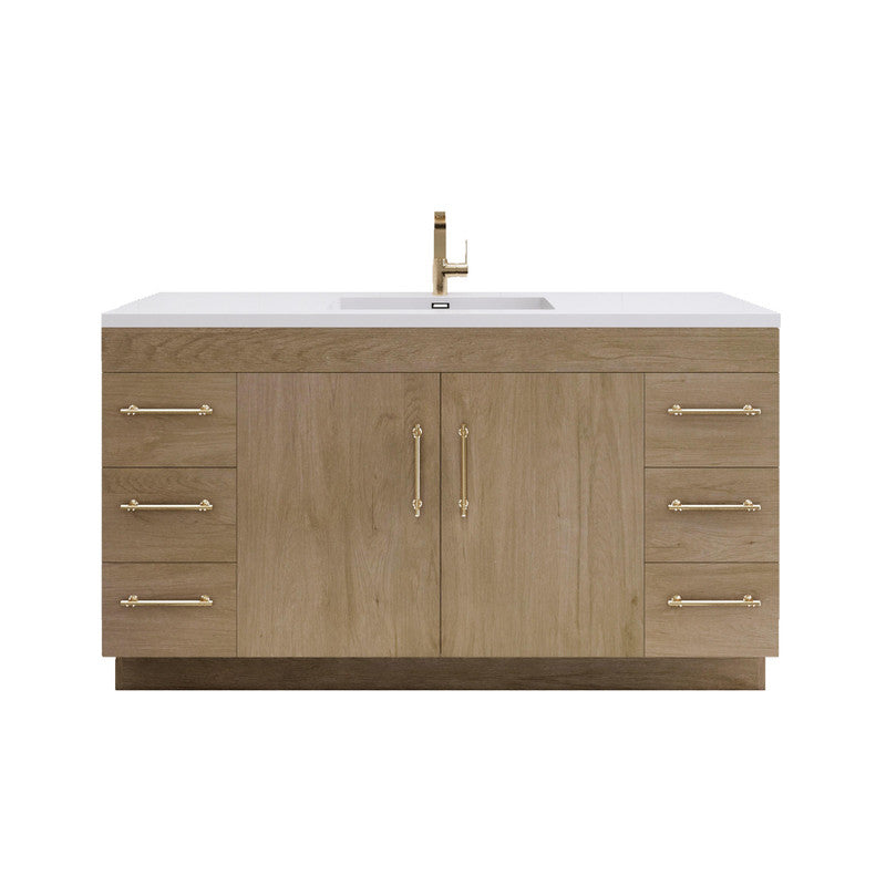 Moreno Bath ELSA60SFS Elsa 60" Freestanding Vanity With Reinforced Acrylic Single Sink Top
