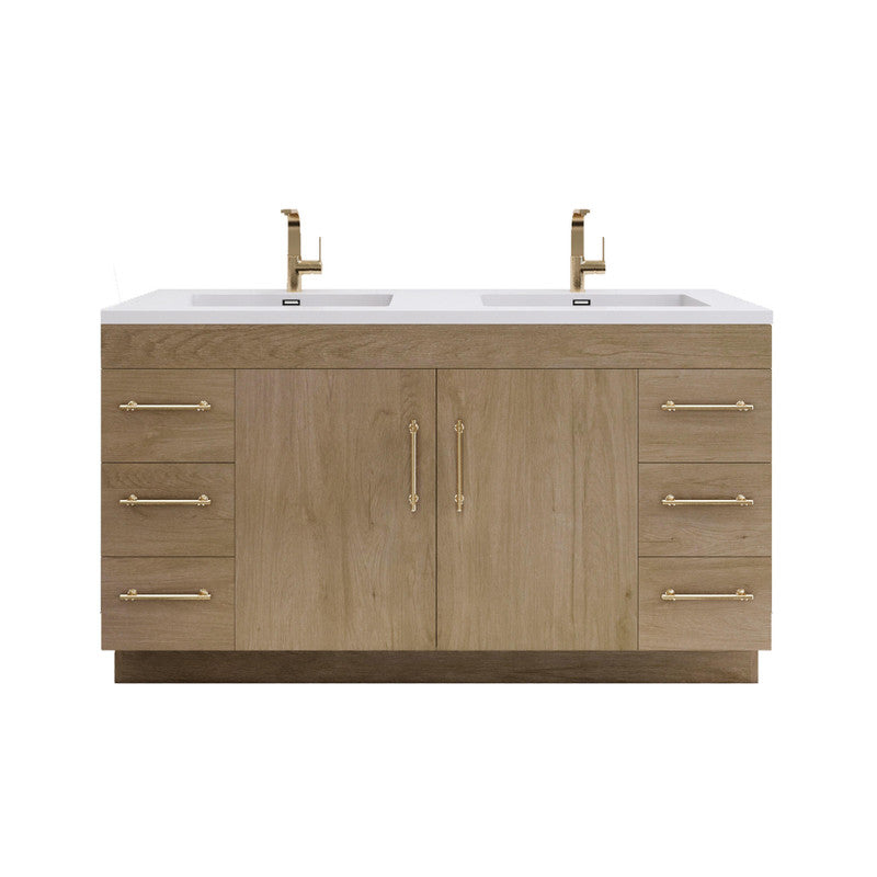 Moreno Bath ELSA60DFS Elsa 60" Freestanding Bathroom Vanity With Reinforced Acrylic Double Sink Top