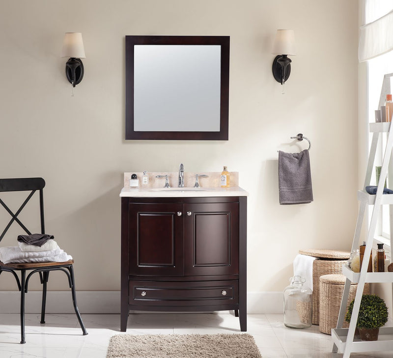 Laviva 3130709-32B-JG Estella 32" Brown Bathroom Vanity with Jerusalem Gold Marble Countertop