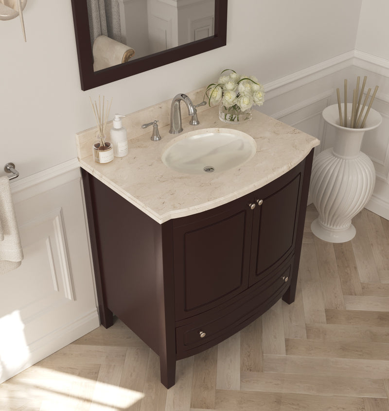 Laviva 3130709-32B-JG Estella 32" Brown Bathroom Vanity with Jerusalem Gold Marble Countertop