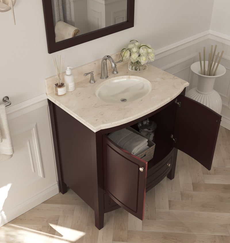 Laviva 3130709-32B-JG Estella 32" Brown Bathroom Vanity with Jerusalem Gold Marble Countertop