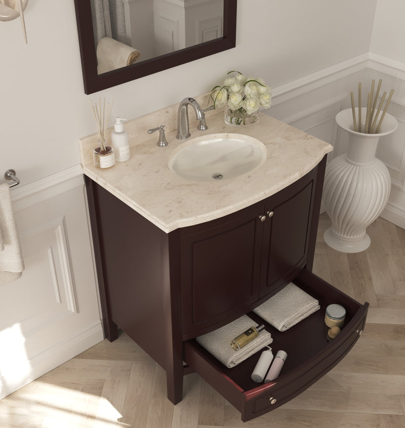 Laviva 3130709-32B-JG Estella 32" Brown Bathroom Vanity with Jerusalem Gold Marble Countertop