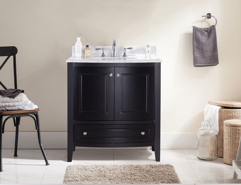 Laviva 3130709-32E-WC Estella 32" Espresso Bathroom Vanity with White Carrara Marble Countertop