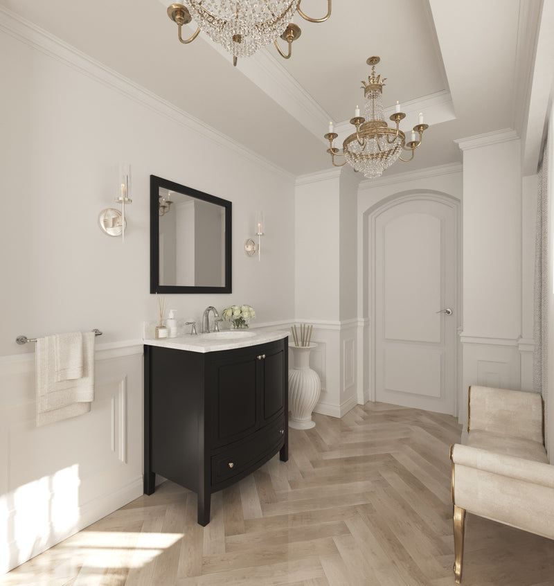 Laviva 3130709-32E-WC Estella 32" Espresso Bathroom Vanity with White Carrara Marble Countertop
