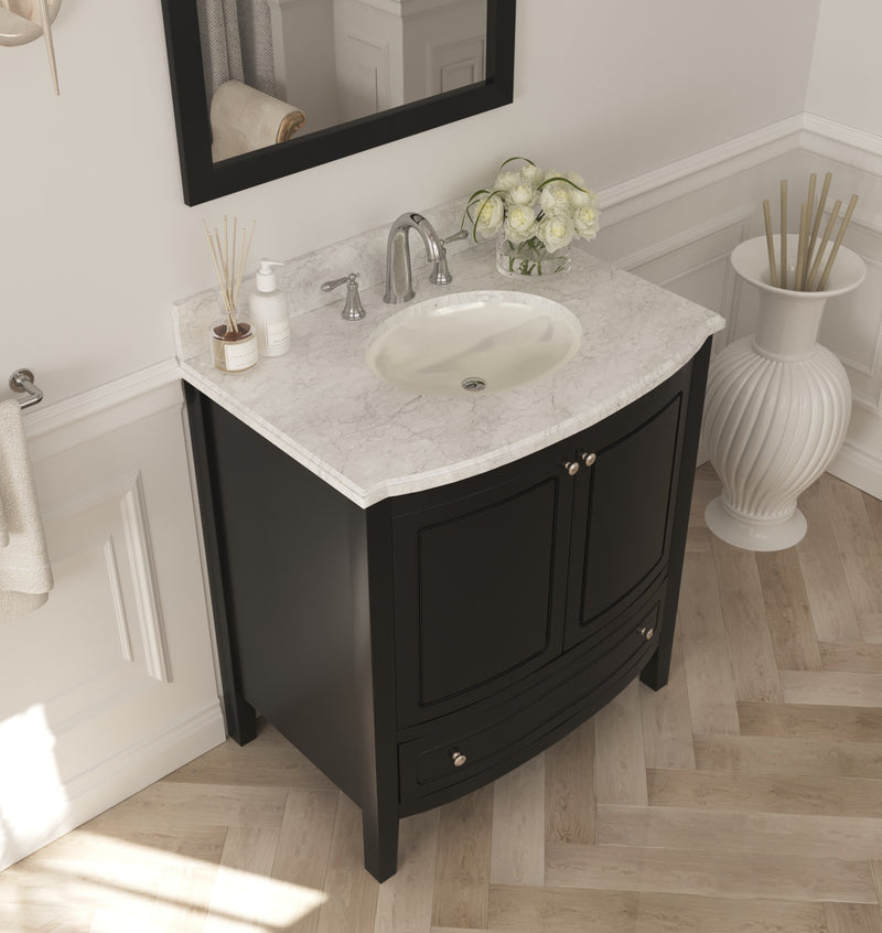 Laviva 3130709-32E-WC Estella 32" Espresso Bathroom Vanity with White Carrara Marble Countertop
