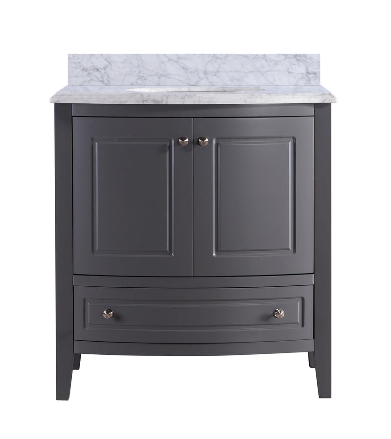 Laviva 3130709-32G-WC Estella 32" Grey Bathroom Vanity with White Carrara Marble Countertop